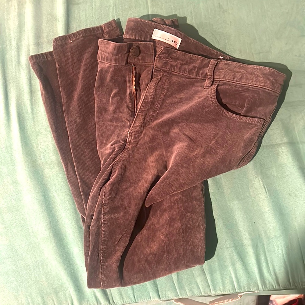 Loft Skinny Ankle Corduroy Grey Size 31/12
